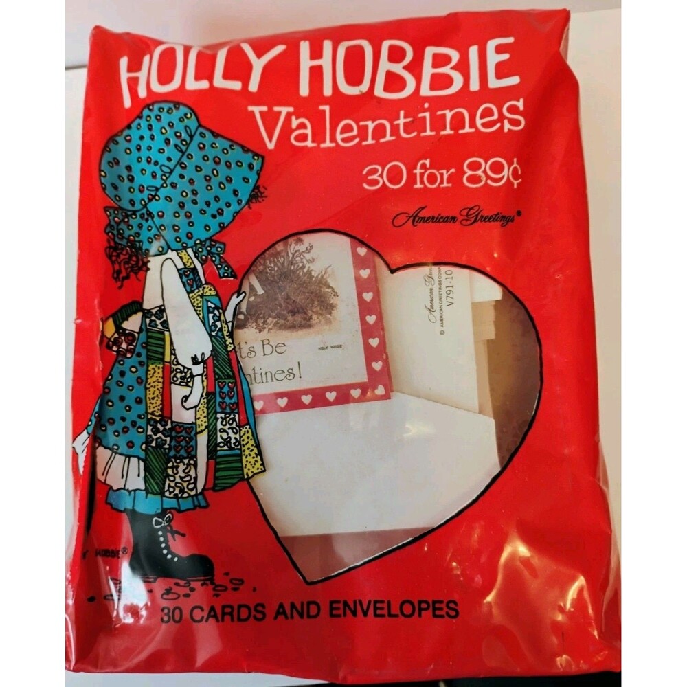 Vtg 1970s Holly Hobbie Valentine Cards Pack of 30 American Greetings Split